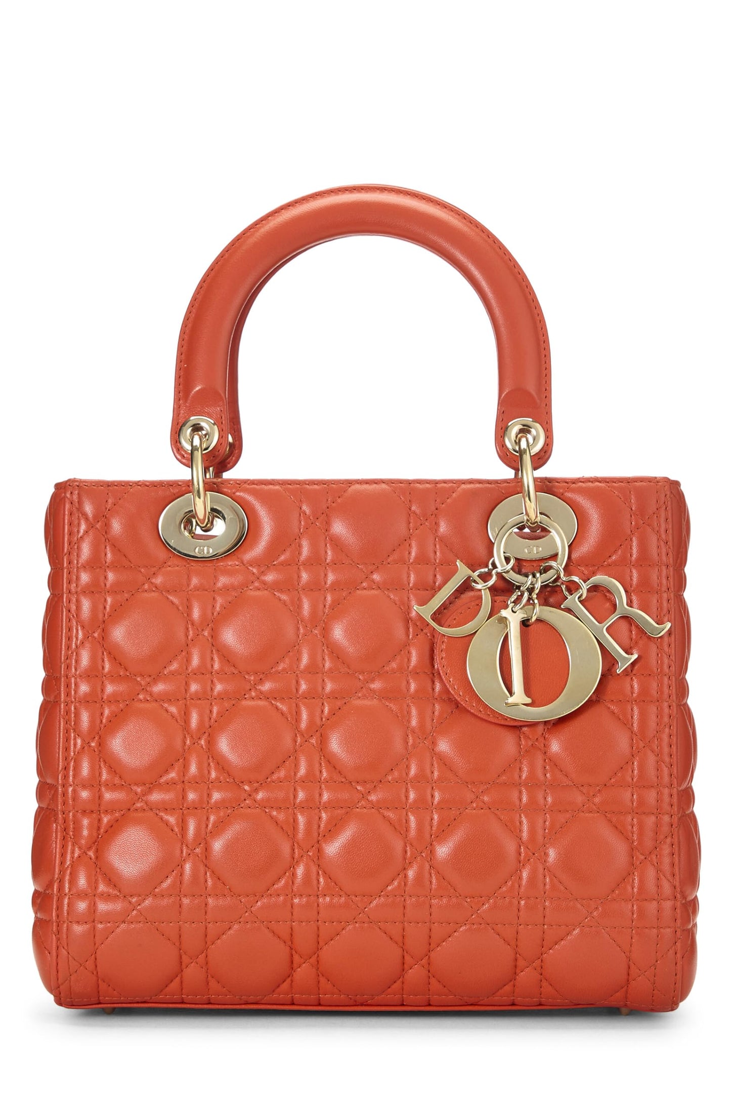 Dior, Orange Cannage Quilted Lambskin Lady Dior Medium, Orange