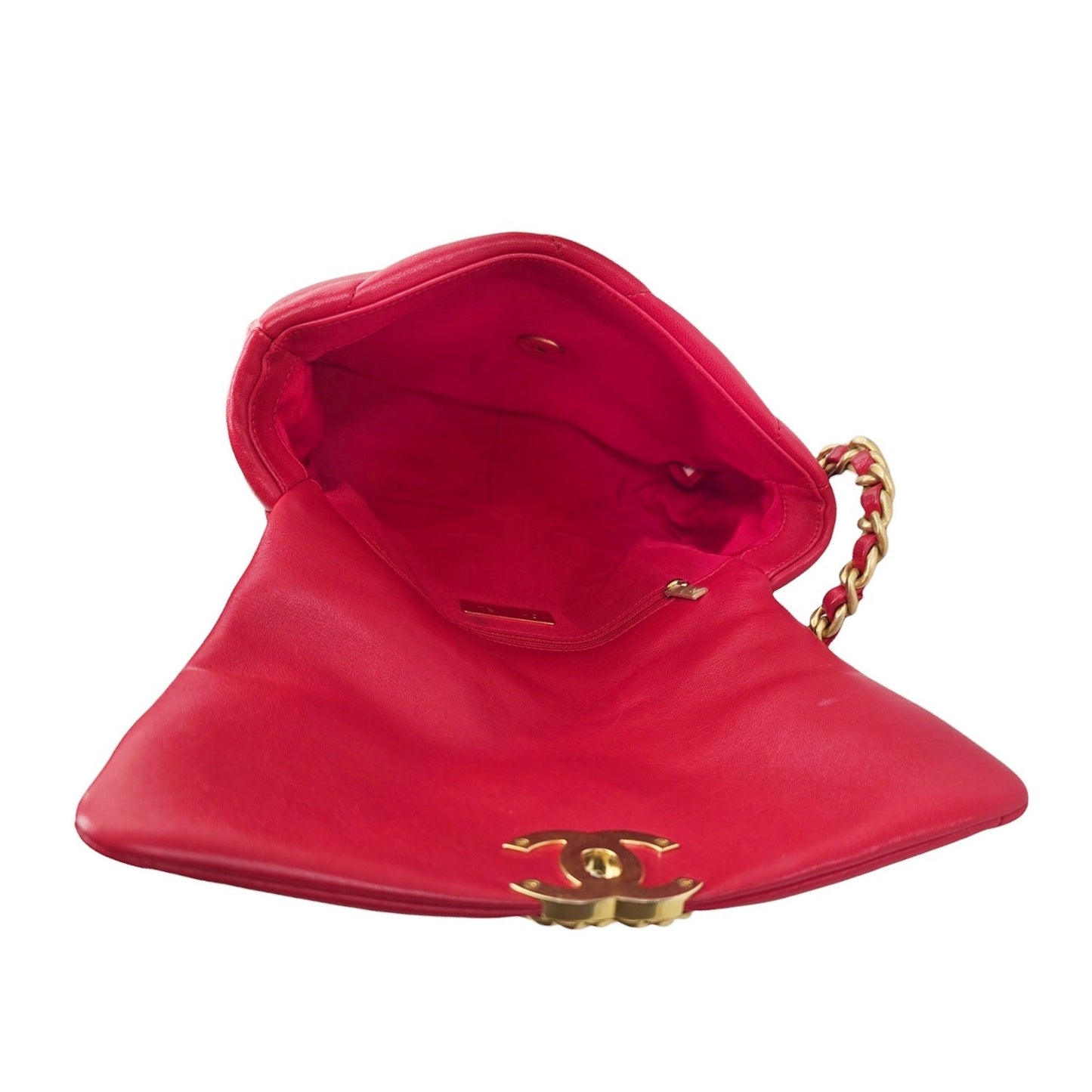 Chanel 19 Lambskin Quilted Medium Flap Bag Red