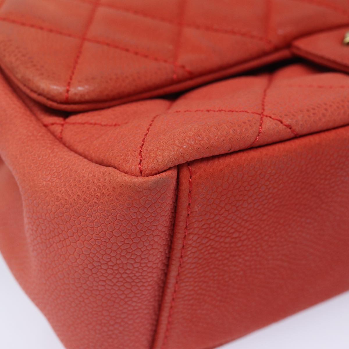 CHANEL Matelasse Shoulder Bag Caviar Skin Beige CC 82249A