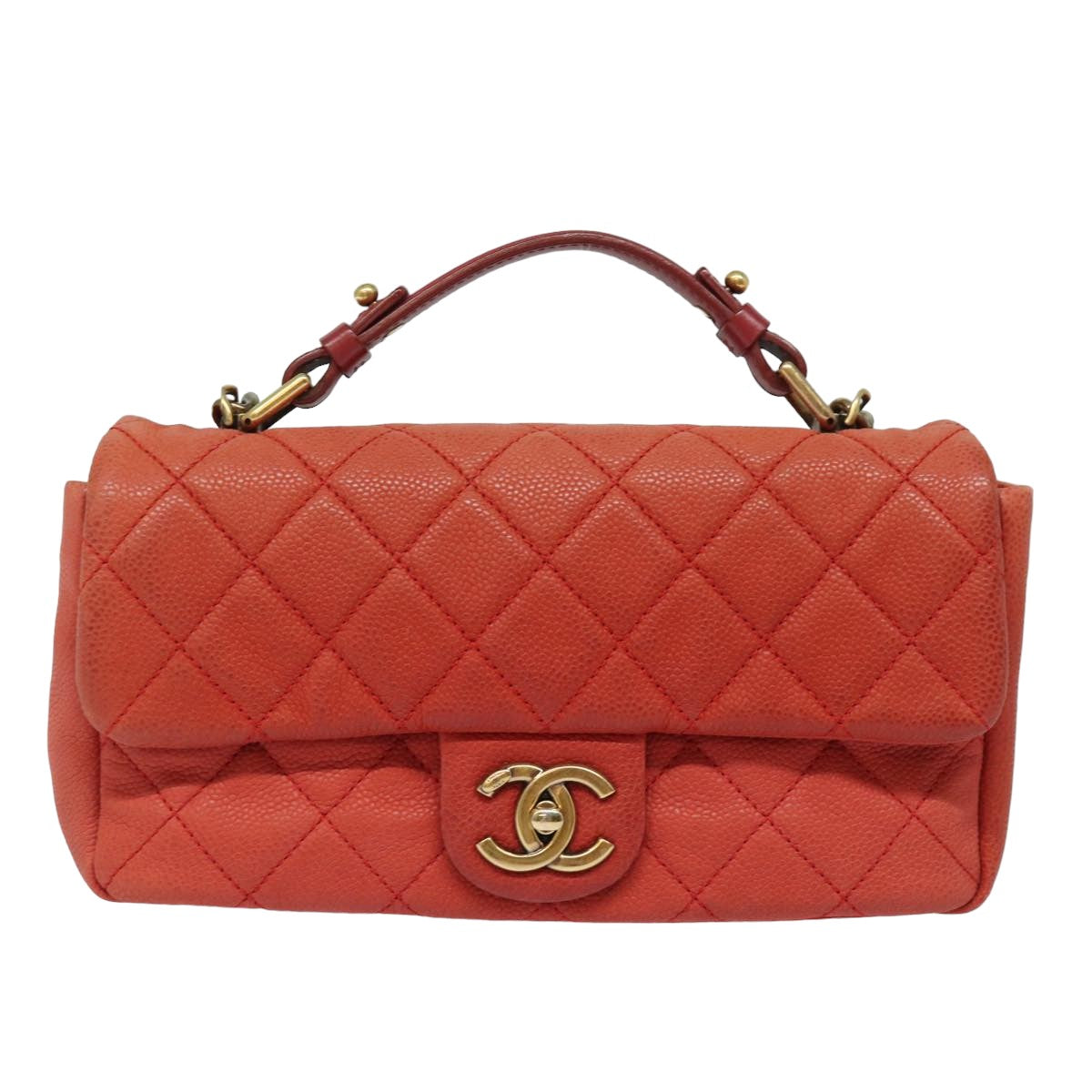 CHANEL Matelasse Shoulder Bag Caviar Skin Beige CC 82249A