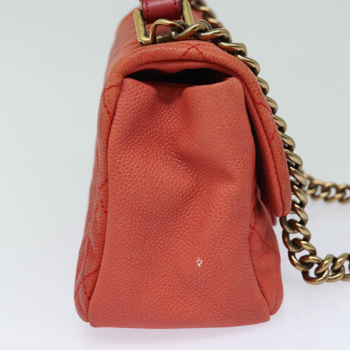 CHANEL Matelasse Shoulder Bag Caviar Skin Beige CC 82249A