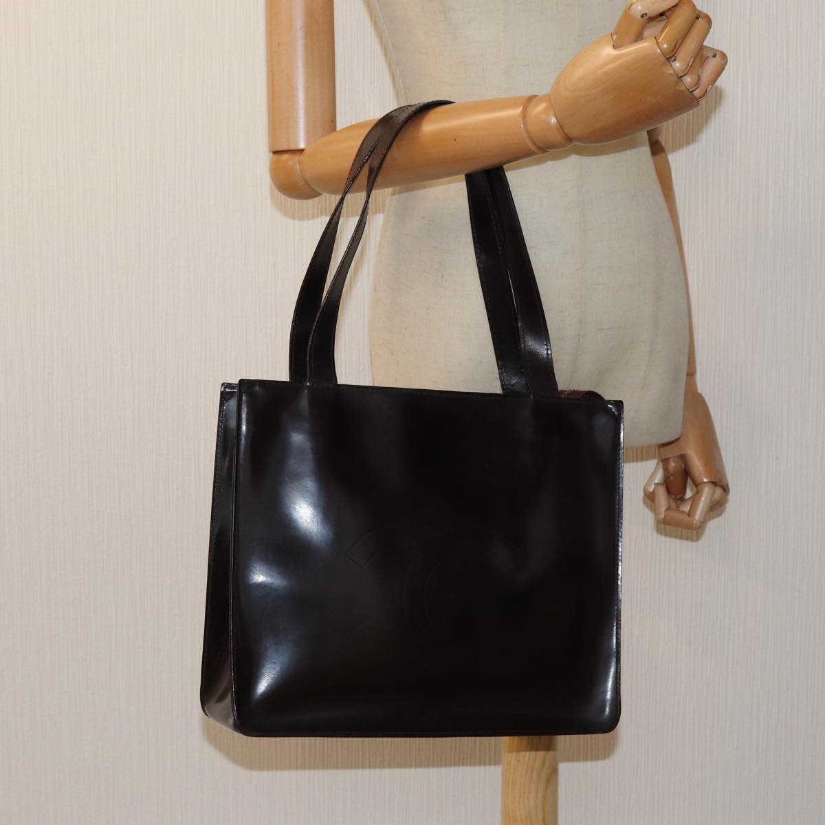 CHANEL COCO Mark Hand Bag Enamel Brown CC 83416