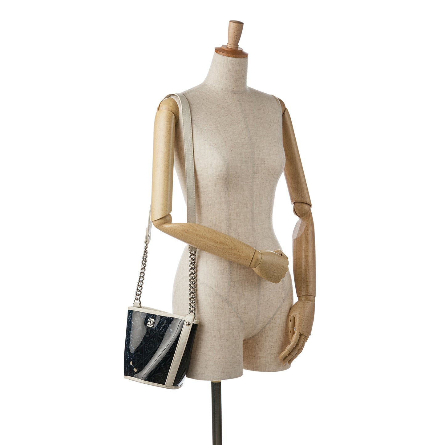 Chanel Sac Crumpled Calfskin PVC Camellia Bucket