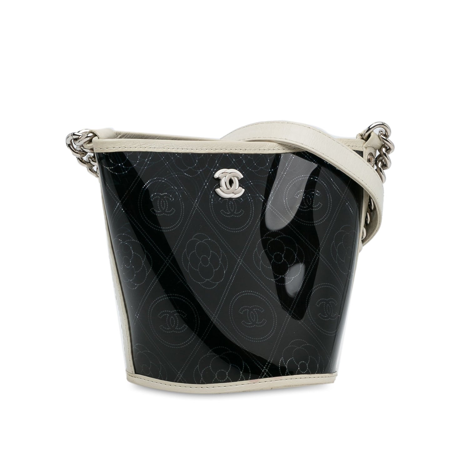 Chanel Sac Crumpled Calfskin PVC Camellia Bucket