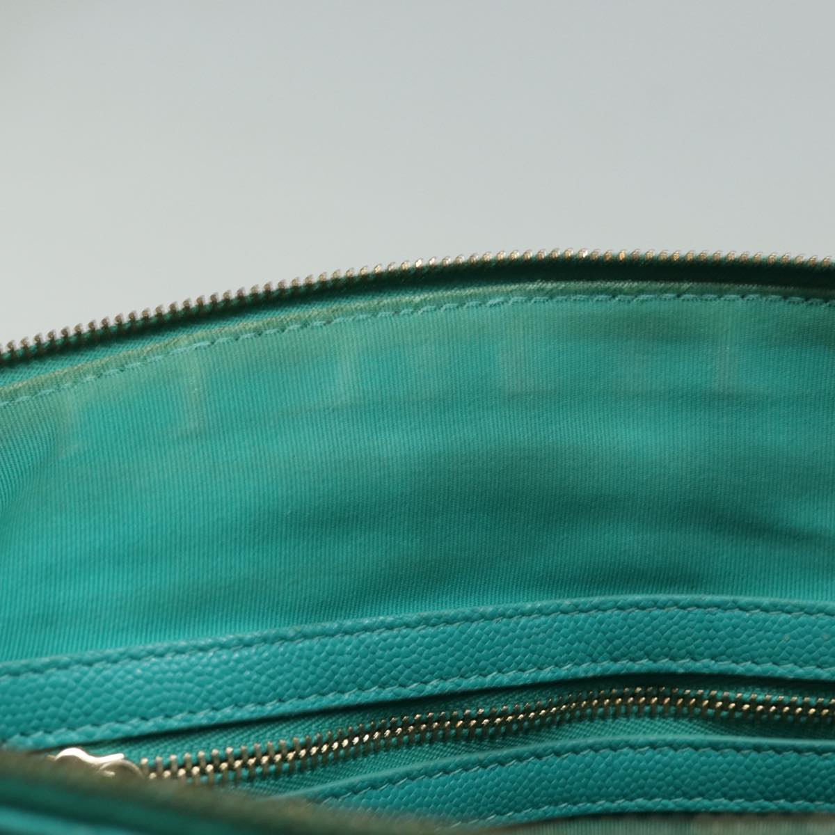 CHANEL Clutch Bag Caviar Skin Turquoise Blue CC 83807A