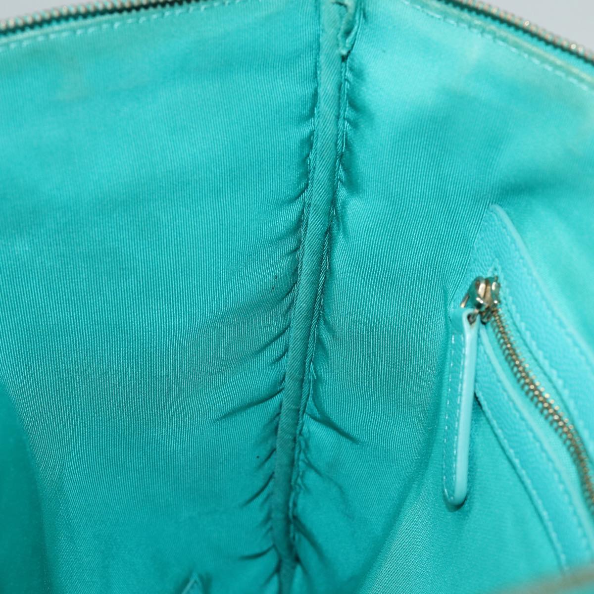 CHANEL Clutch Bag Caviar Skin Turquoise Blue CC 83807A