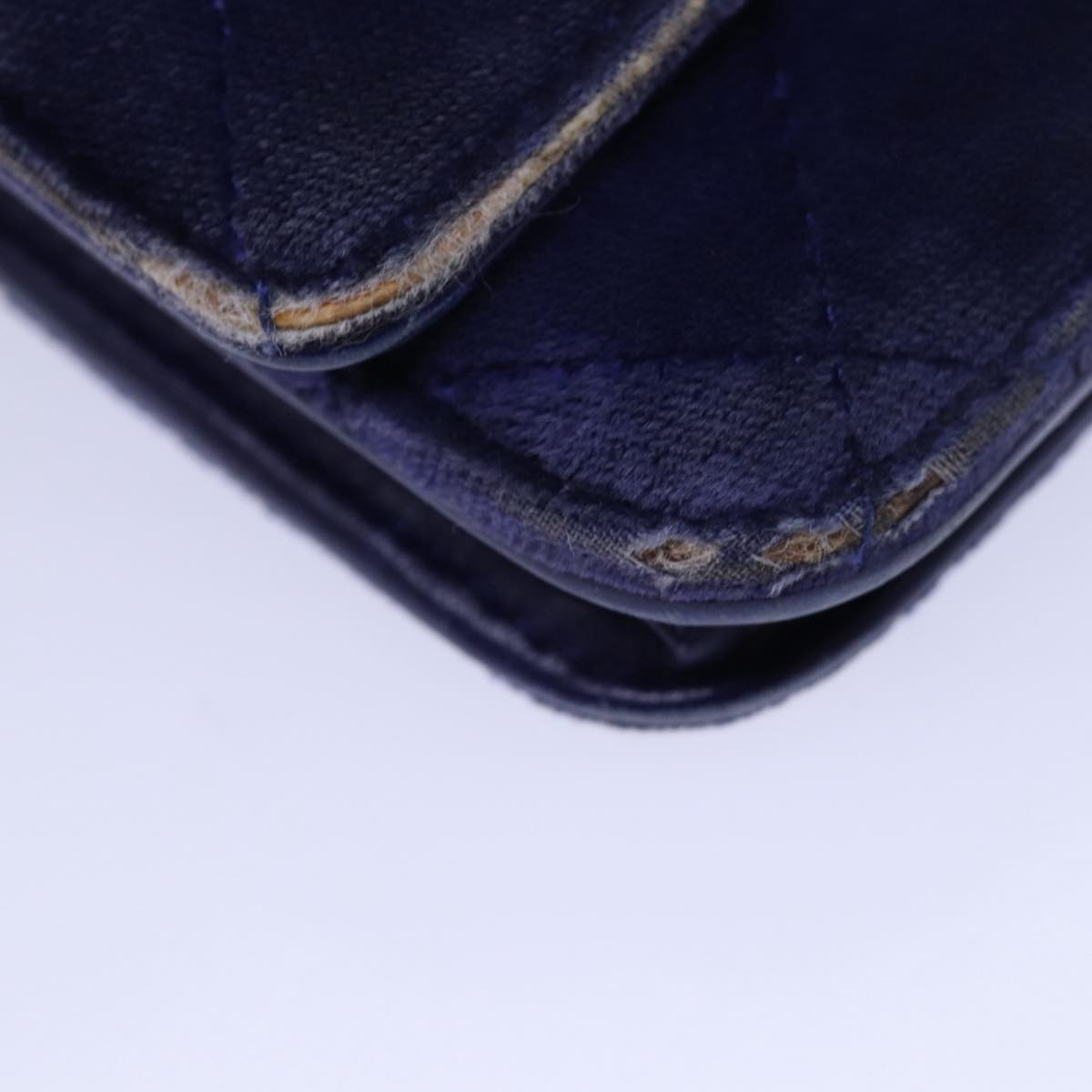 CHANEL Chain Shoulder Bag Moquette Navy CC 84139