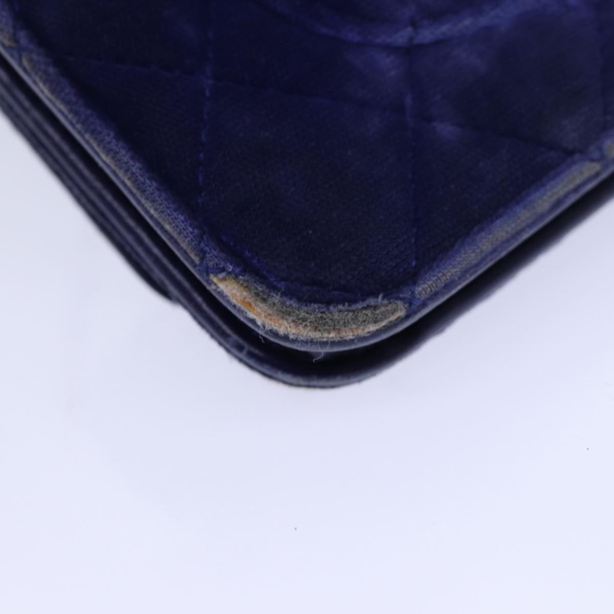 CHANEL Chain Shoulder Bag Moquette Navy CC 84139