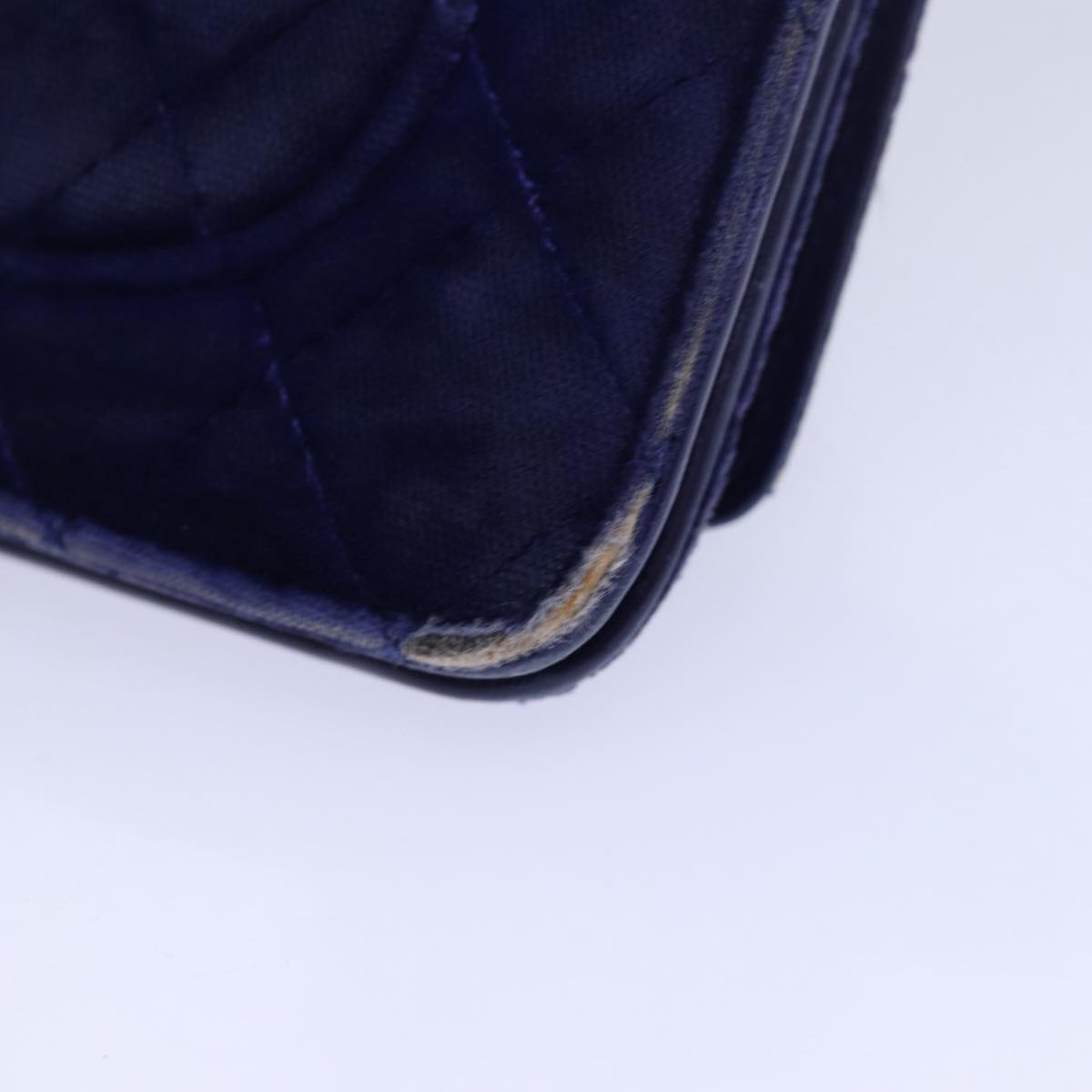 CHANEL Chain Shoulder Bag Moquette Navy CC 84139