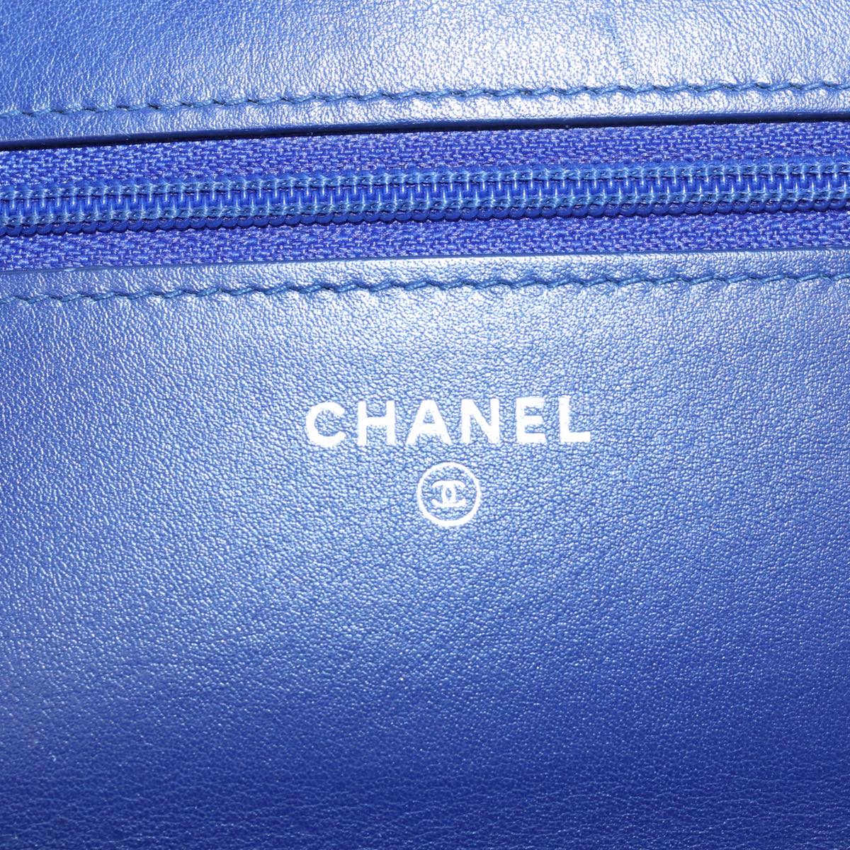 CHANEL Chain Shoulder Bag Moquette Navy CC 84139