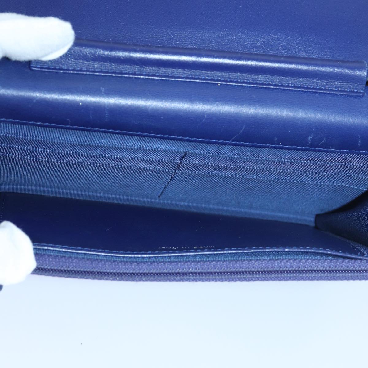 CHANEL Chain Shoulder Bag Moquette Navy CC 84139