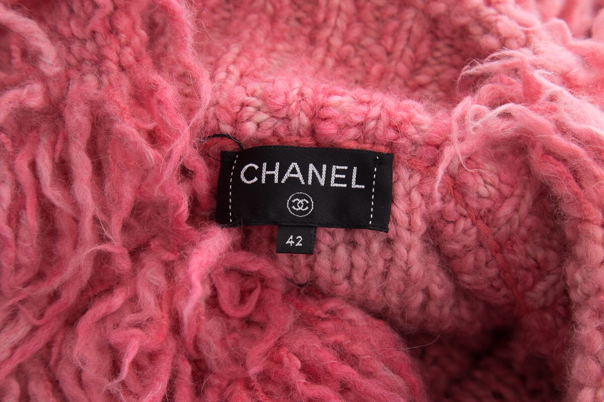 Chanel Pink Wool Button Up Cardigan Sweater SZ 42