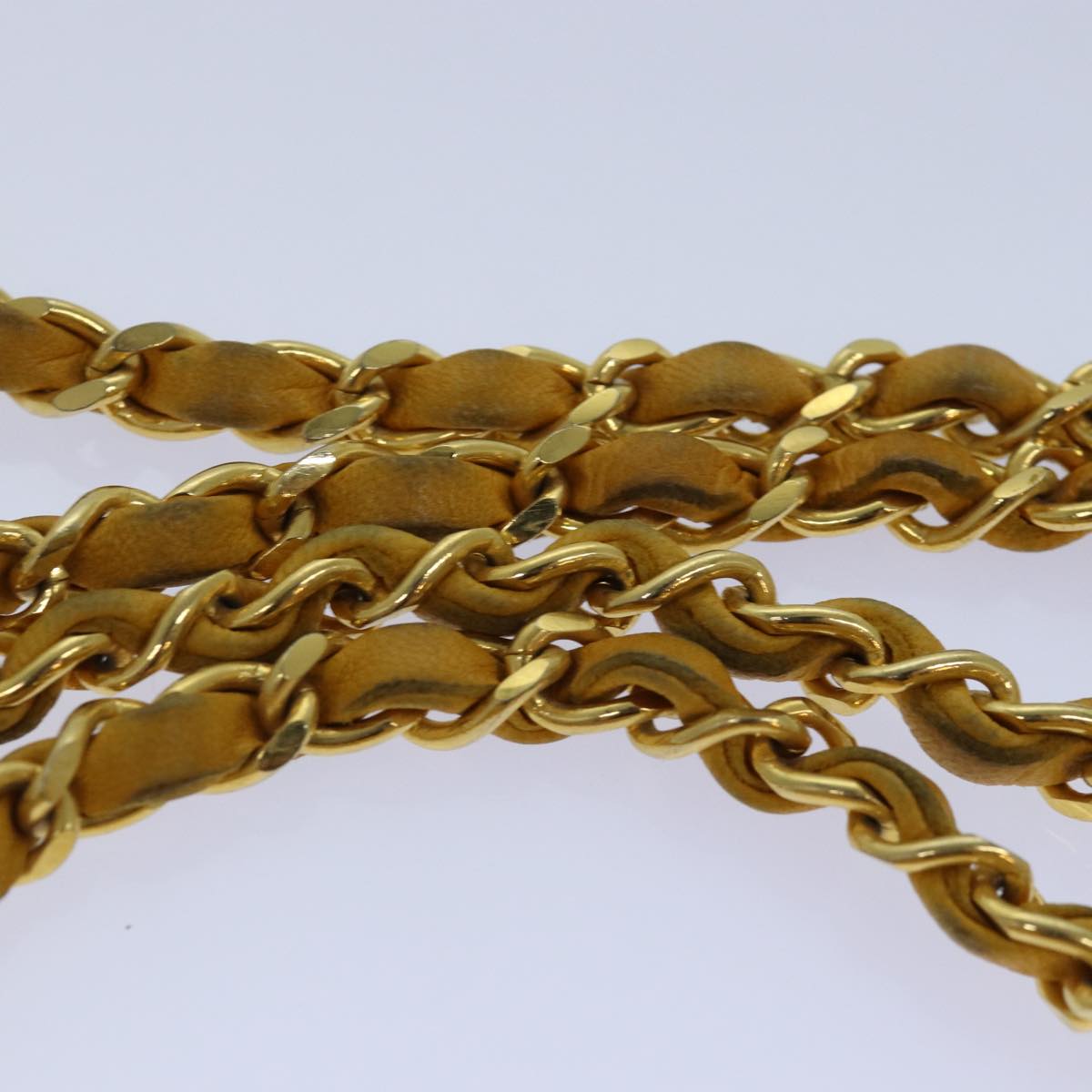 CHANEL Mini Matelasse Chain Shoulder Bag Lamb Skin Yellow Gold CC 85920