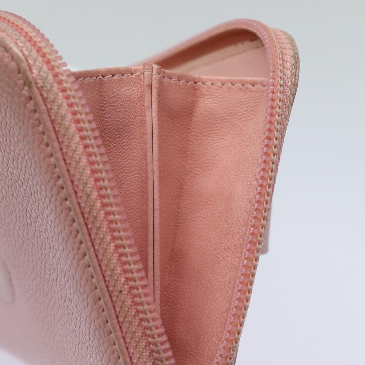 CHANEL COCO Mark Long Wallet Caviar Skin Pink Gold CC 87035