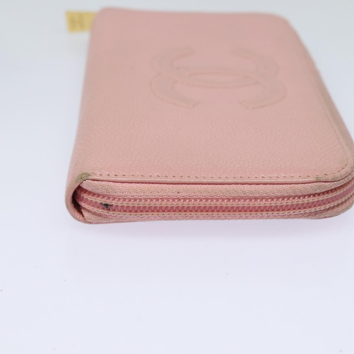 CHANEL COCO Mark Long Wallet Caviar Skin Pink Gold CC 87035