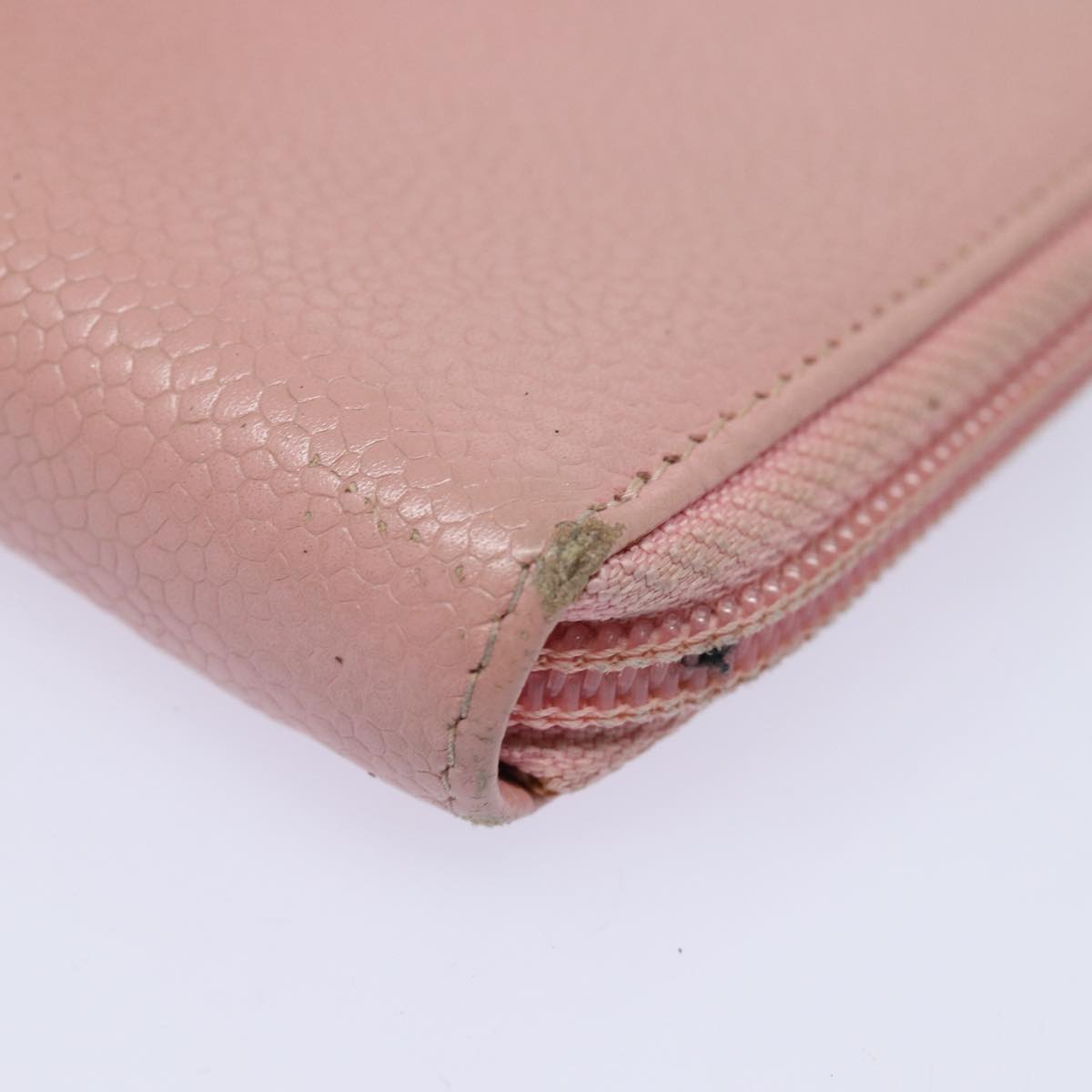 CHANEL COCO Mark Long Wallet Caviar Skin Pink Gold CC 87035