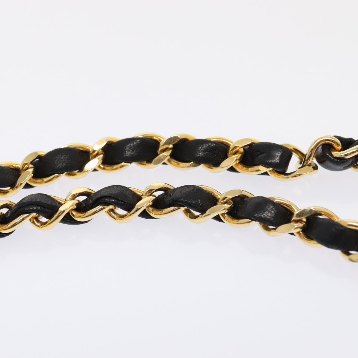 CHANEL Matelasse Turn Lock Chain Hand Bag Lamb Skin Black Gold CC 87124A