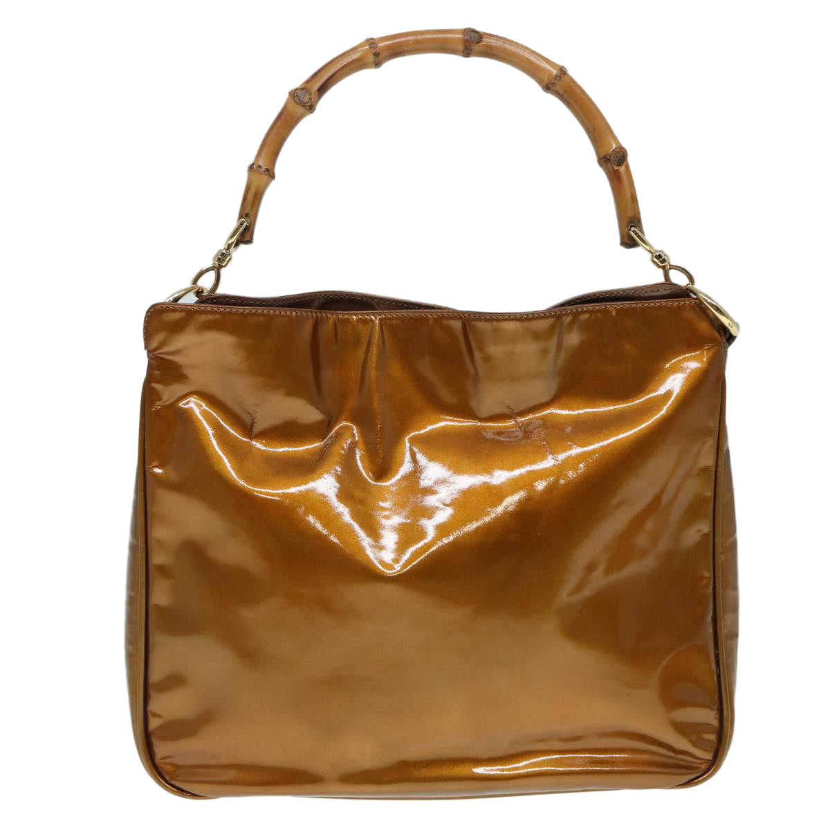 GUCCI Bamboo Hand Bag patent 2way Bronze 87342