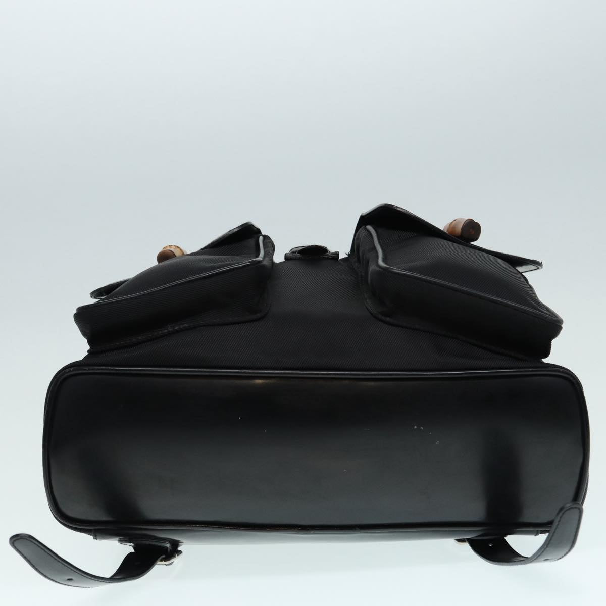 GUCCI Bamboo Backpack Canvas patent leather Black Silver 87626