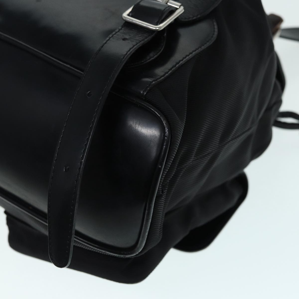 GUCCI Bamboo Backpack Canvas patent leather Black Silver 87626