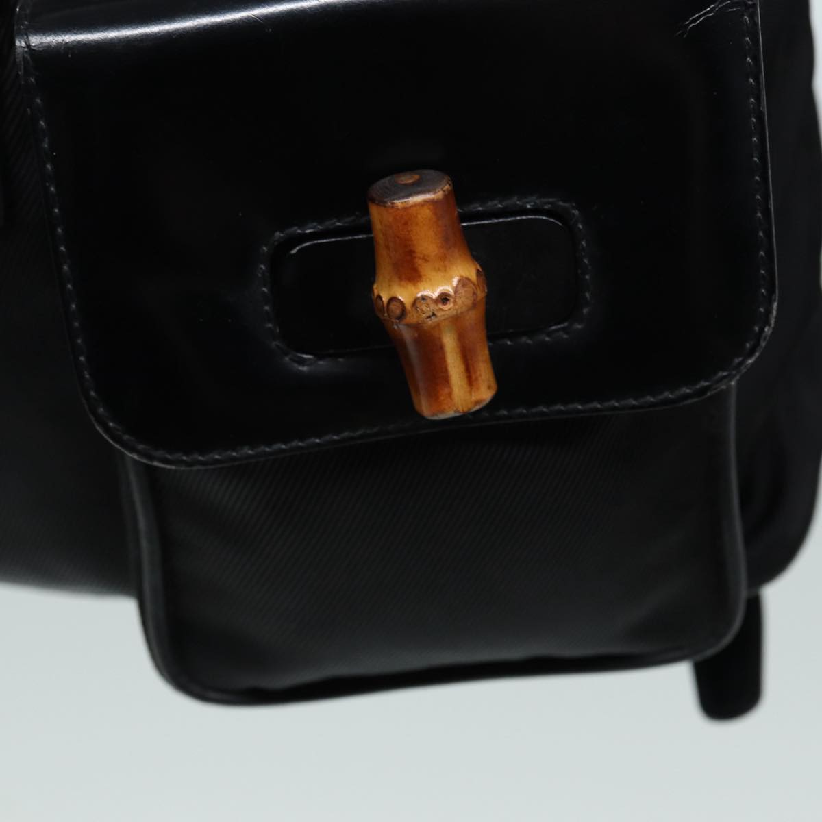 GUCCI Bamboo Backpack Canvas patent leather Black Silver 87626