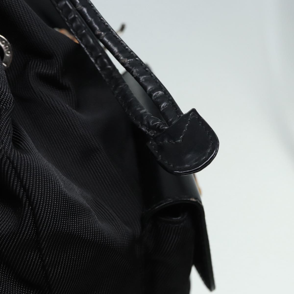 GUCCI Bamboo Backpack Canvas patent leather Black Silver 87626