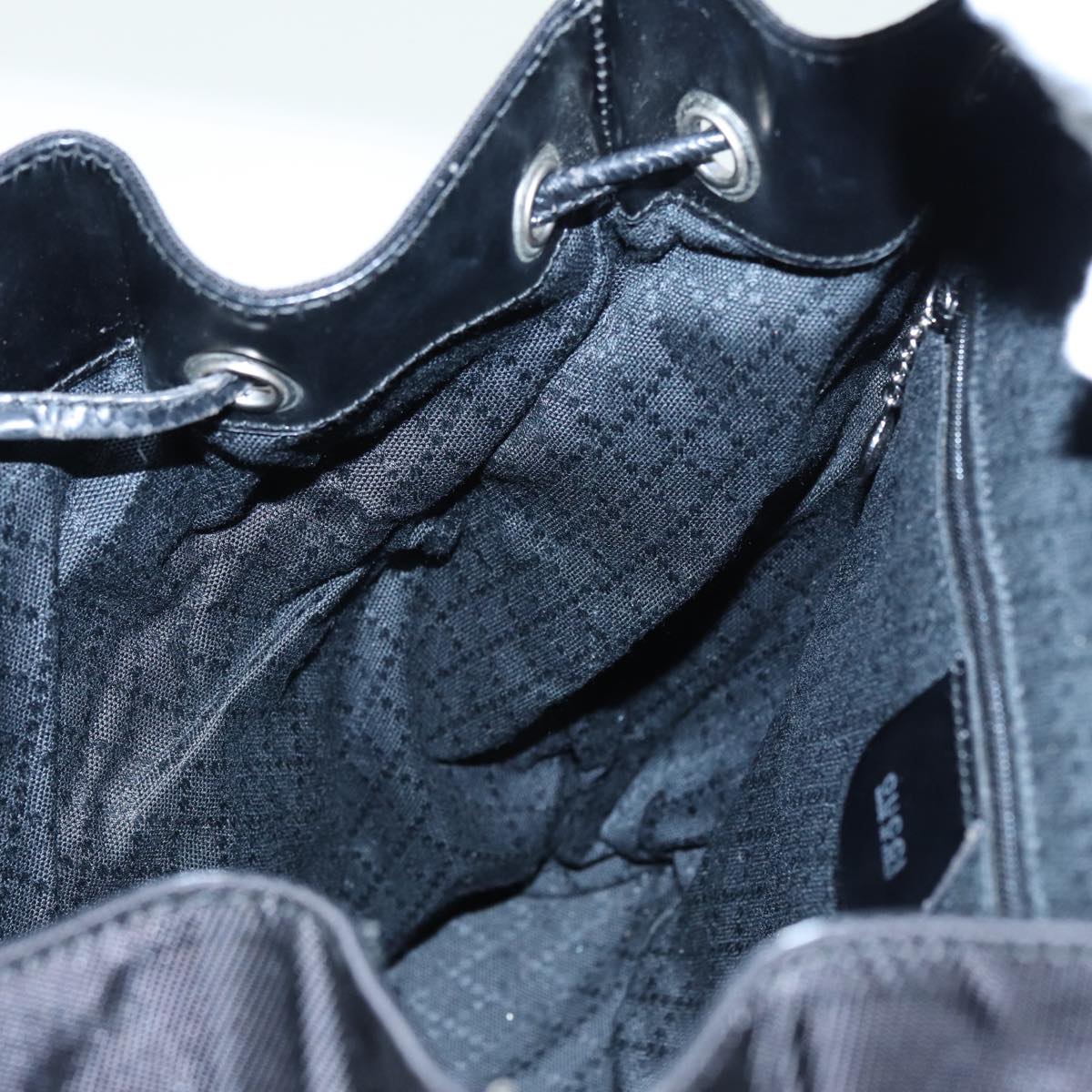 GUCCI Bamboo Backpack Canvas patent leather Black Silver 87626