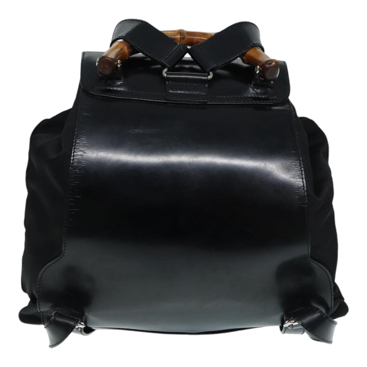 GUCCI Bamboo Backpack Canvas patent leather Black Silver 87626