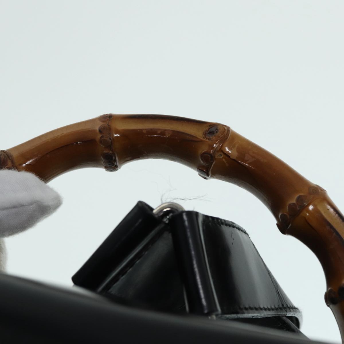 GUCCI Bamboo Backpack Canvas patent leather Black Silver 87626