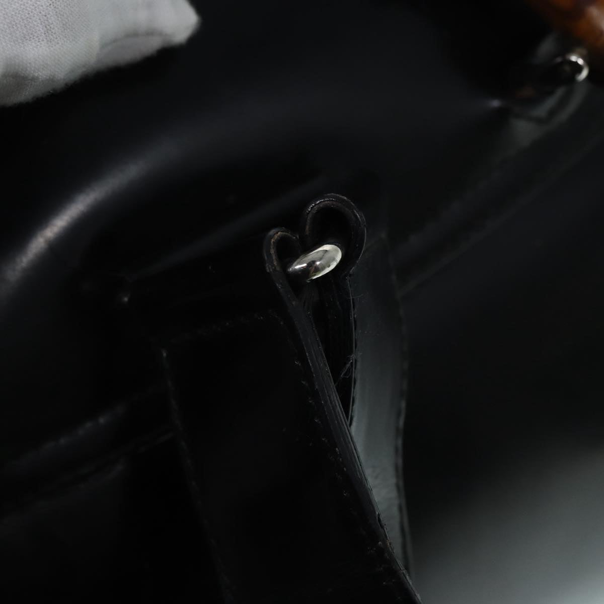 GUCCI Bamboo Backpack Canvas patent leather Black Silver 87626