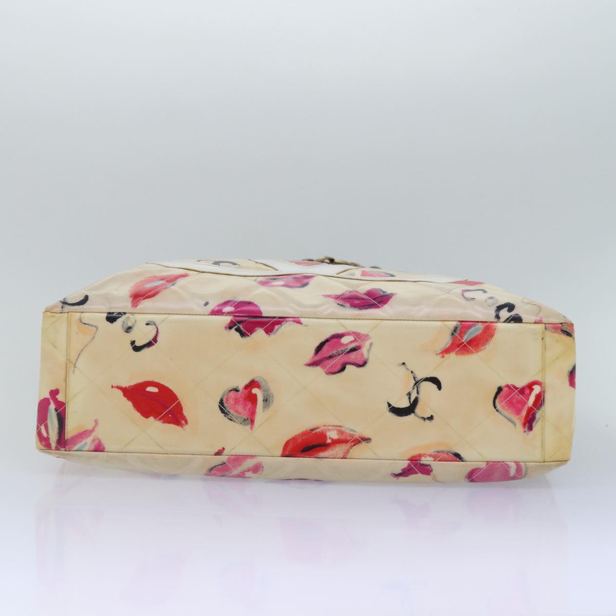 CHANEL Lip Tote Bag Enamel White Red CC 87655A
