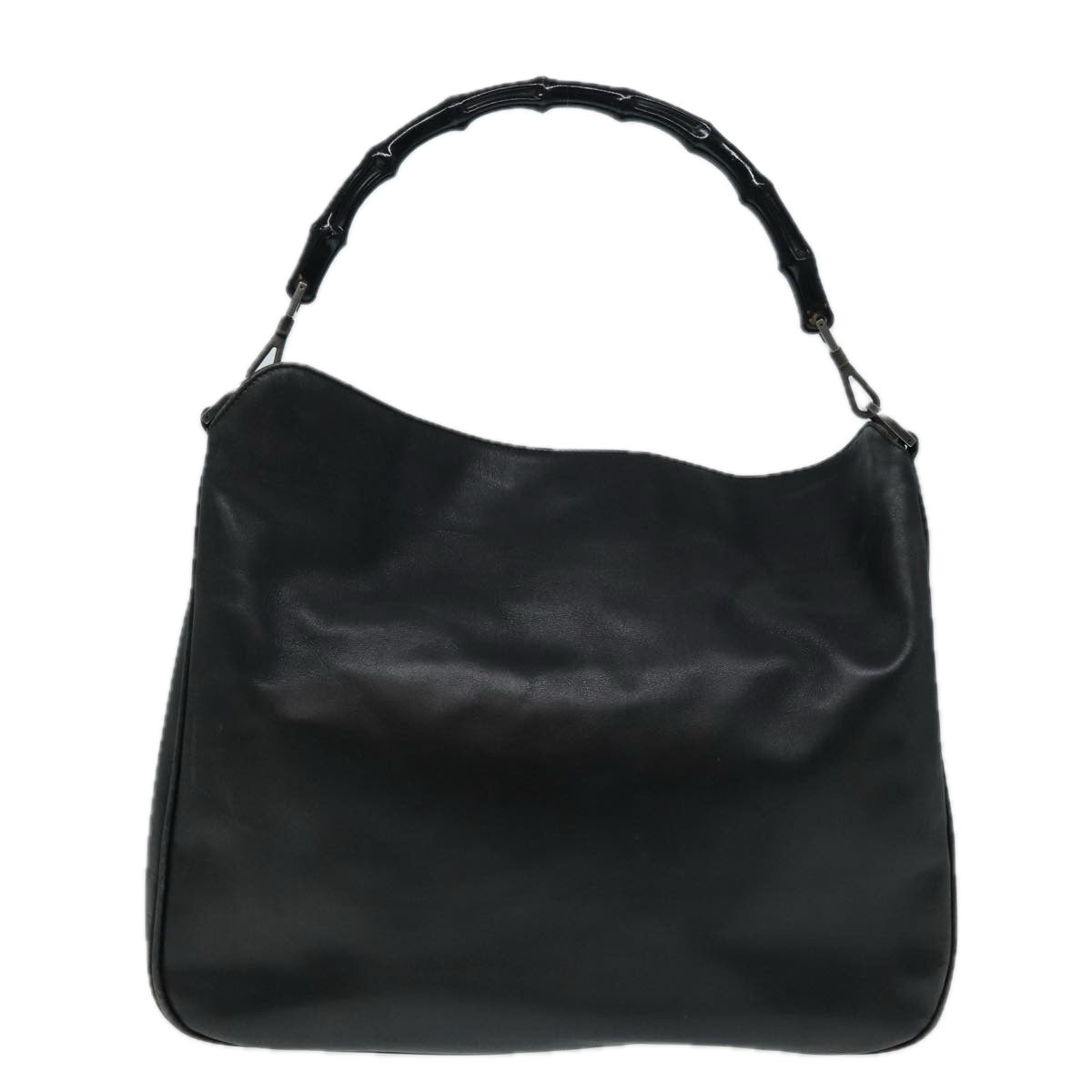 GUCCI Bamboo Shoulder Bag Leather 2way Black Silver 0011577 87779
