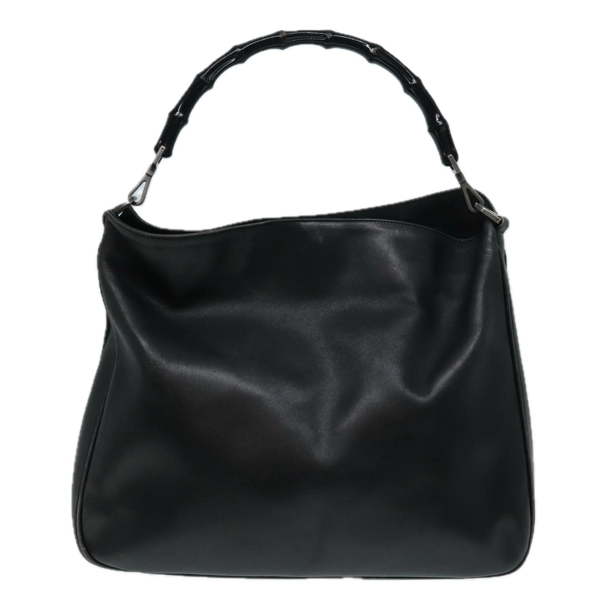 GUCCI Bamboo Shoulder Bag Leather 2way Black Silver 0011577 87779