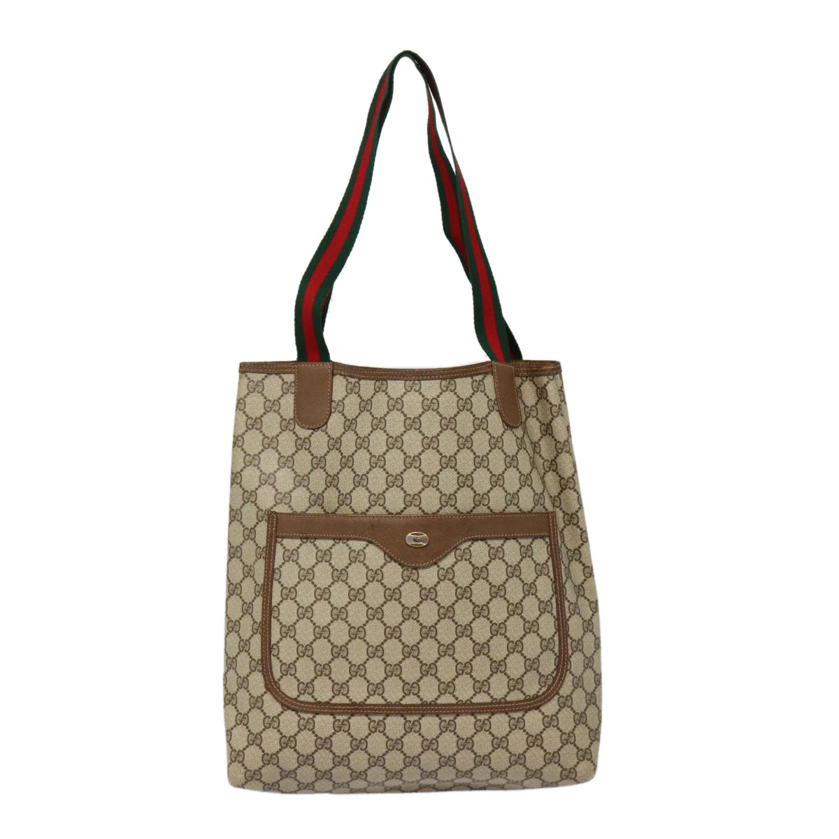 GUCCI GG Supreme Web Sherry Line Tote Bag PVC Beige Red 39 02 003 88151