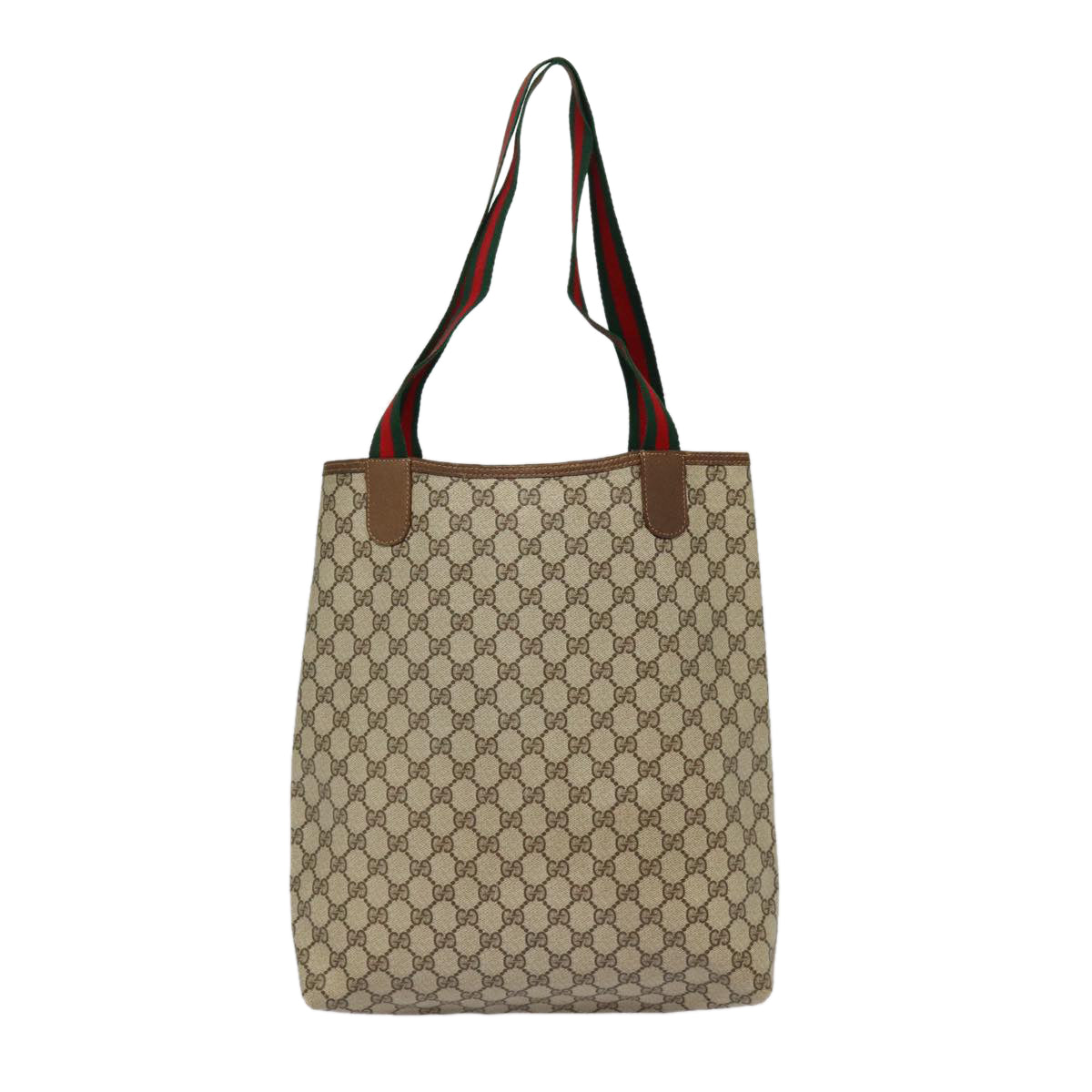 GUCCI GG Supreme Web Sherry Line Tote Bag PVC Beige Red 39 02 003 88151