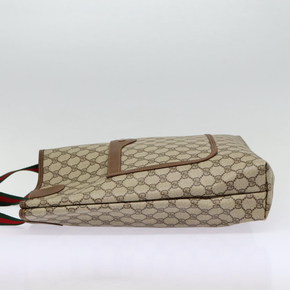GUCCI GG Supreme Web Sherry Line Tote Bag PVC Beige Red 39 02 003 88151