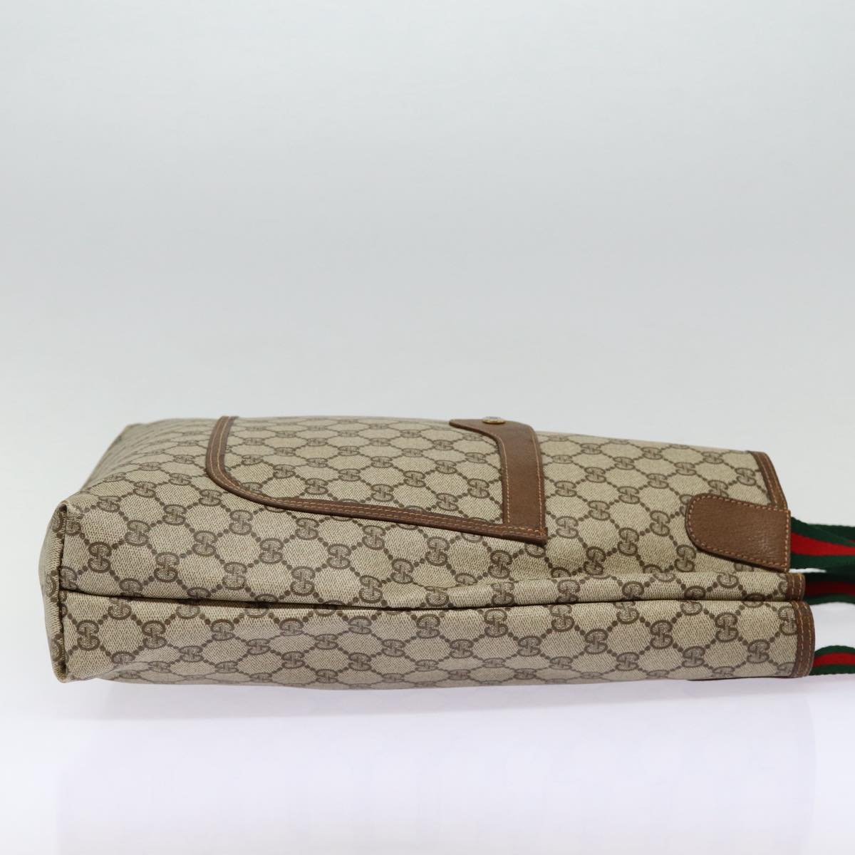 GUCCI GG Supreme Web Sherry Line Tote Bag PVC Beige Red 39 02 003 88151