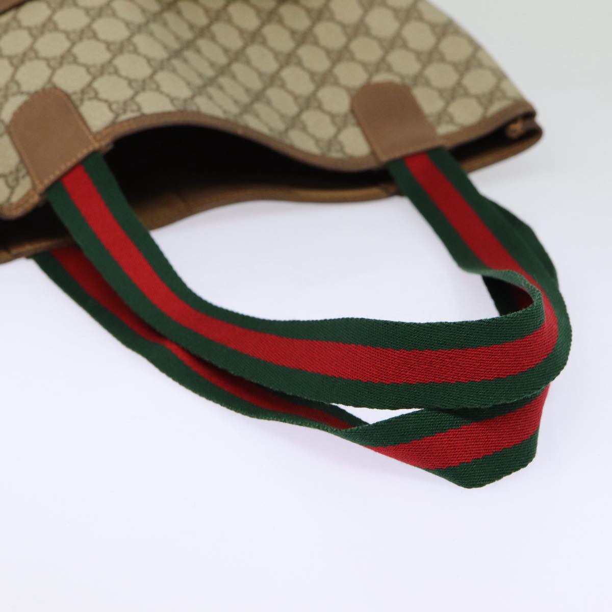 GUCCI GG Supreme Web Sherry Line Tote Bag PVC Beige Red 39 02 003 88151