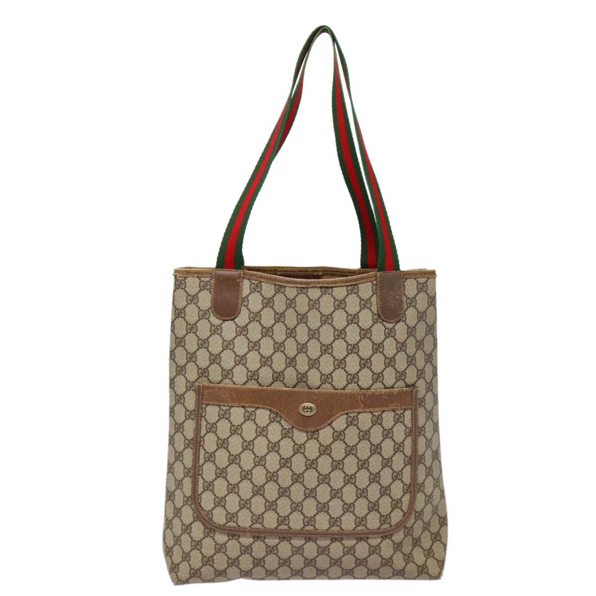 GUCCI GG Supreme Web Sherry Line Tote Bag PVC Beige Red 40 02 003 88155