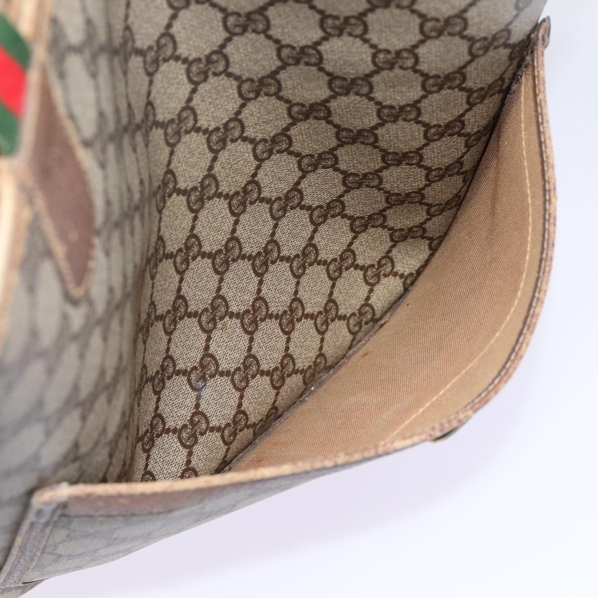 GUCCI GG Supreme Web Sherry Line Tote Bag PVC Beige Red 40 02 003 88155