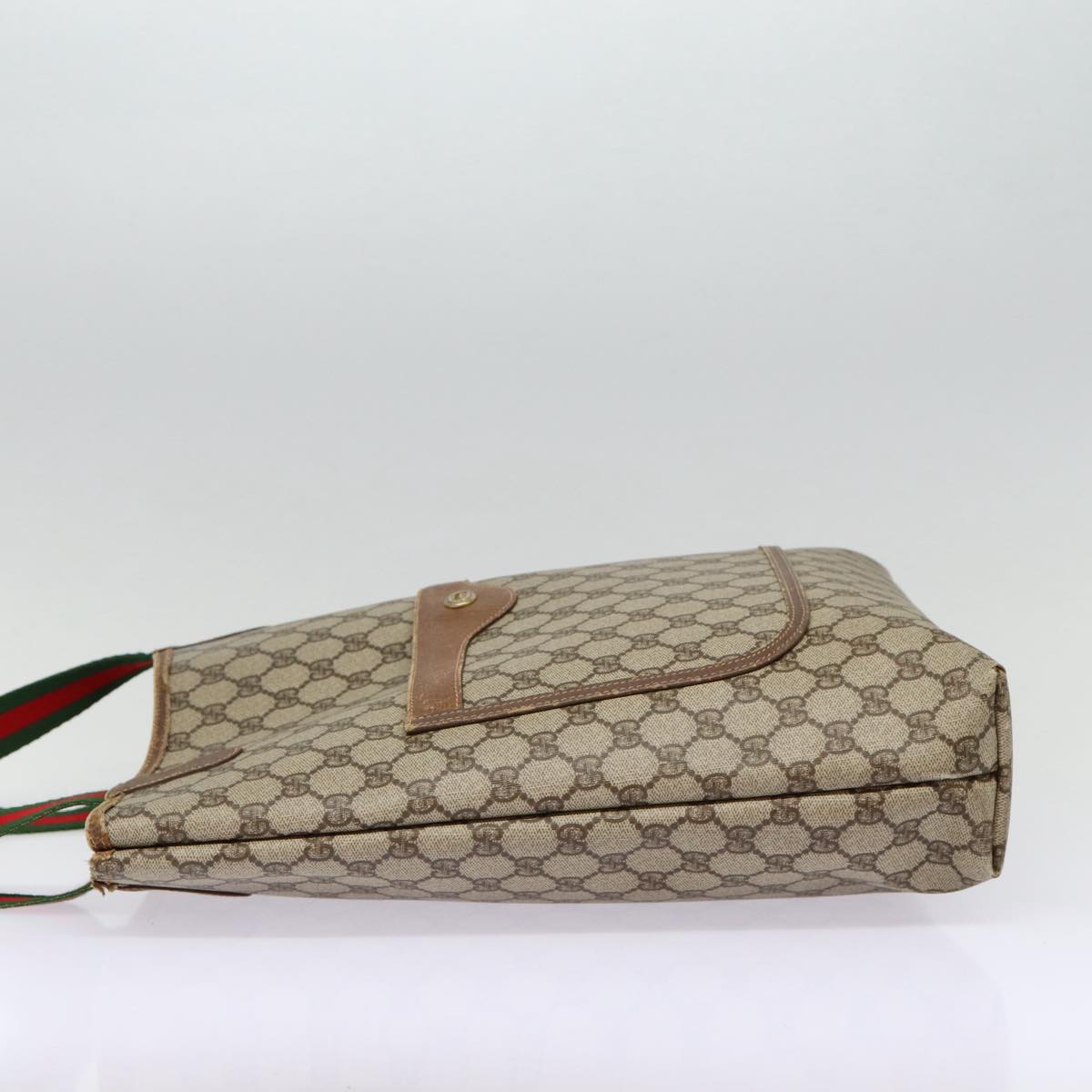 GUCCI GG Supreme Web Sherry Line Tote Bag PVC Beige Red 40 02 003 88155