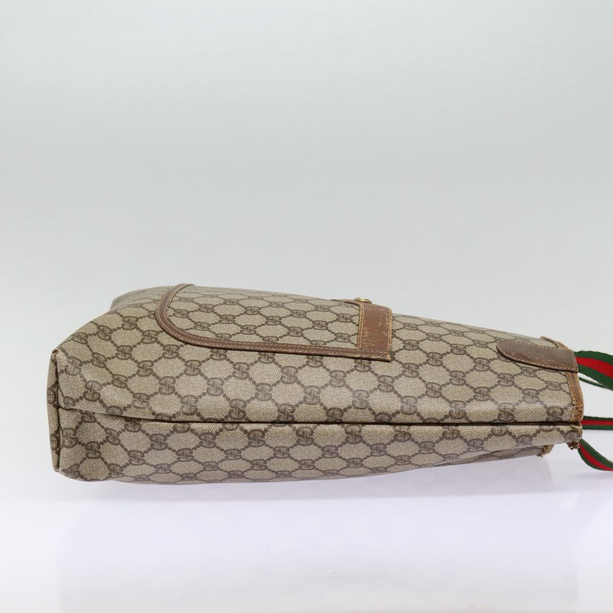 GUCCI GG Supreme Web Sherry Line Tote Bag PVC Beige Red 40 02 003 88155