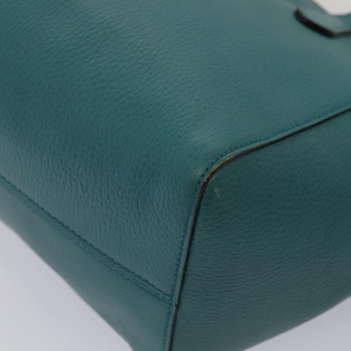 GUCCI Tote Bag Leather Turquoise Blue Gold 354408 88161