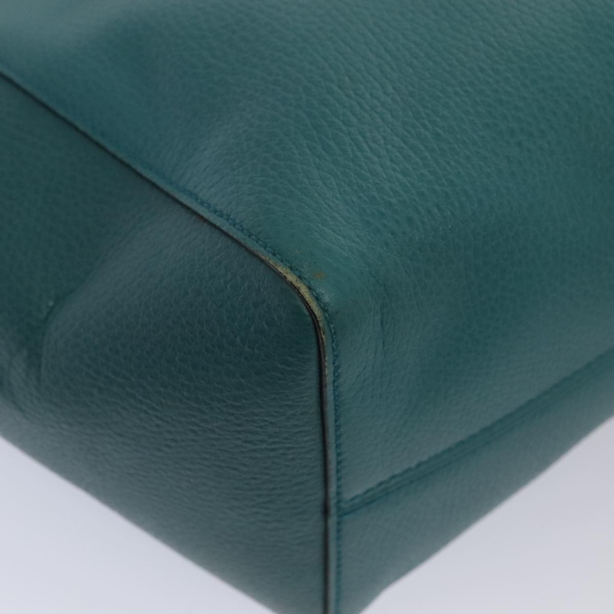 GUCCI Tote Bag Leather Turquoise Blue Gold 354408 88161