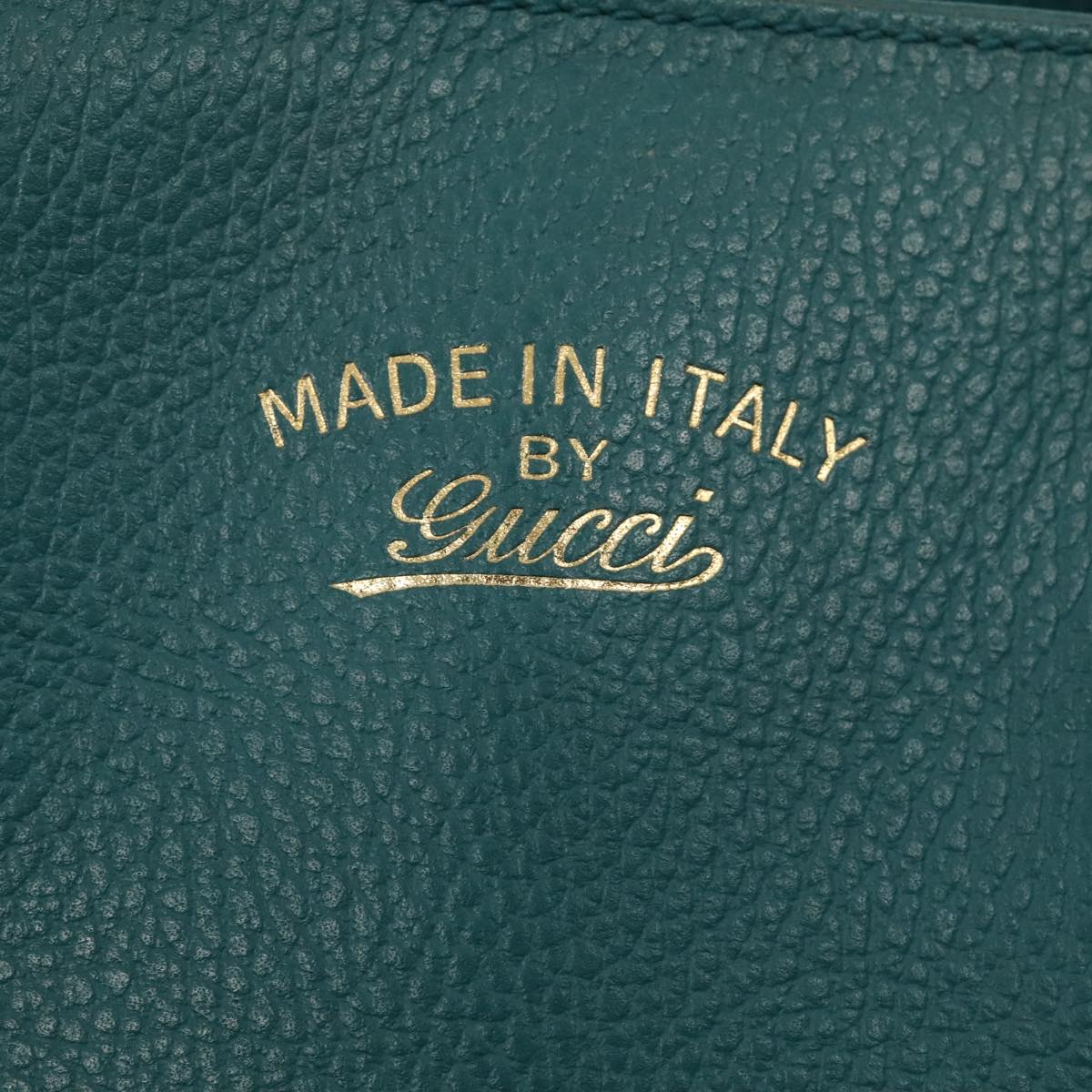 GUCCI Tote Bag Leather Turquoise Blue Gold 354408 88161