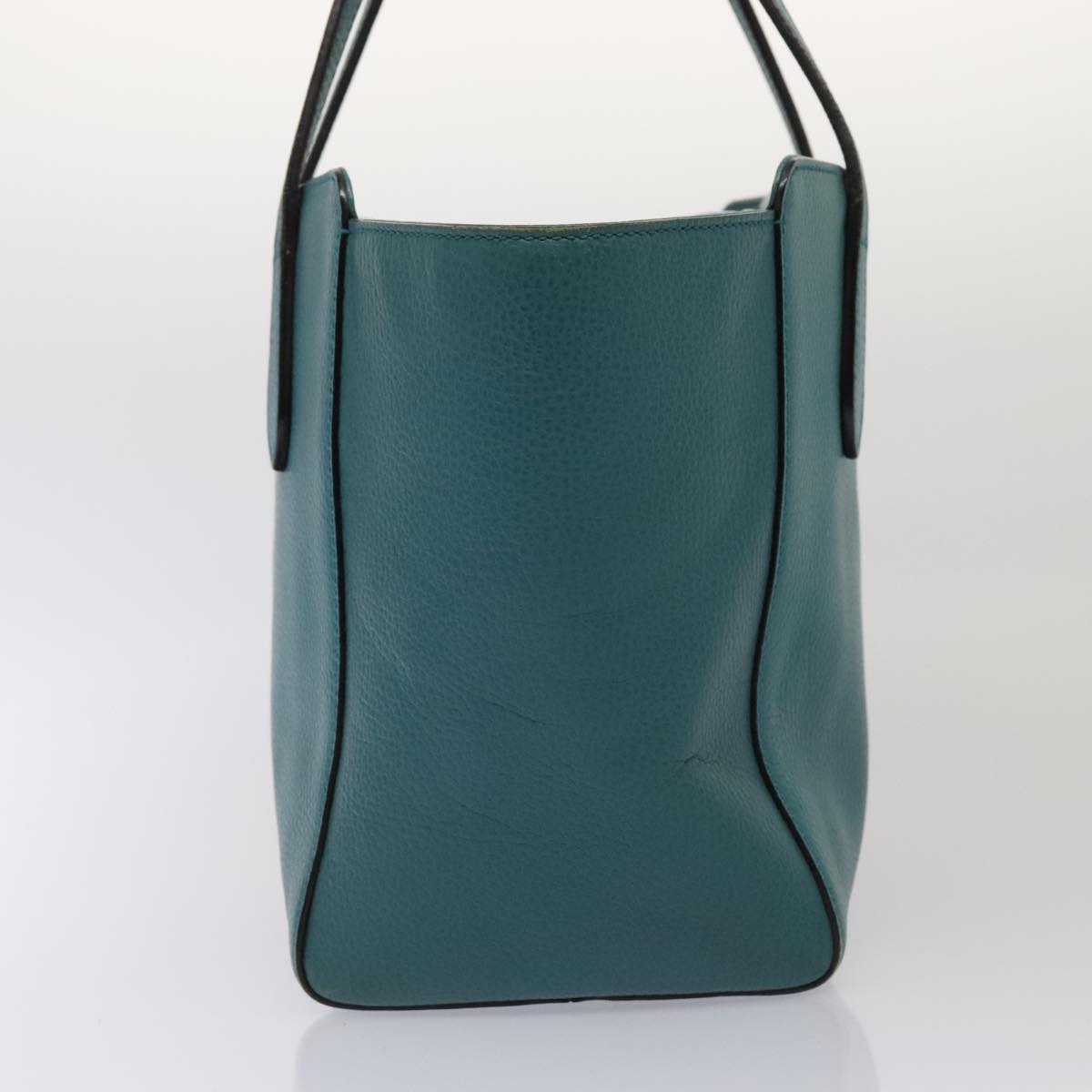 GUCCI Tote Bag Leather Turquoise Blue Gold 354408 88161