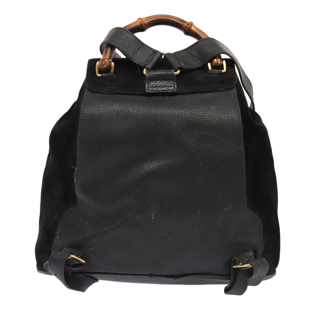 GUCCI Bamboo Backpack Suede Black Gold 003 58 0016 88180
