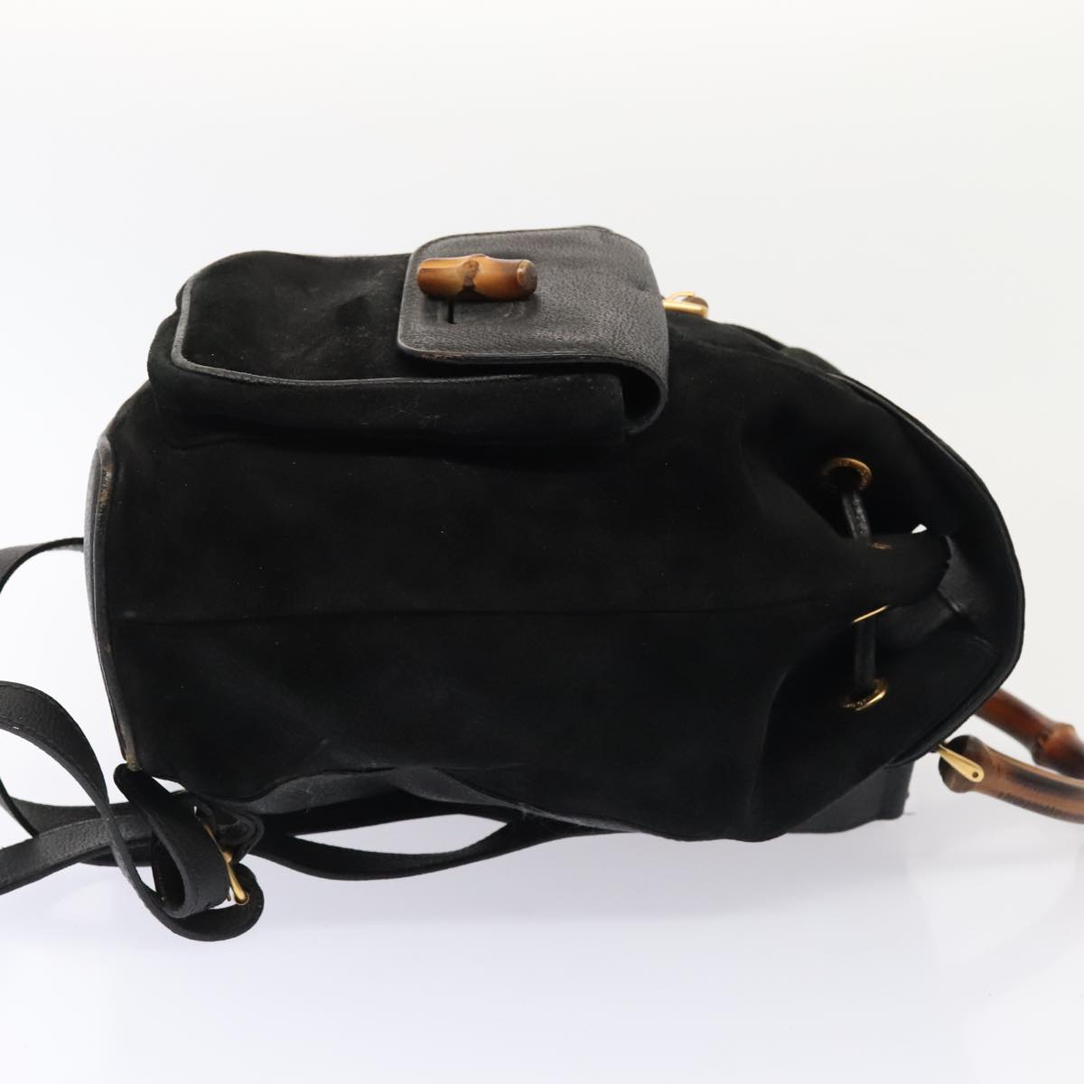 GUCCI Bamboo Backpack Suede Black Gold 003 58 0016 88180