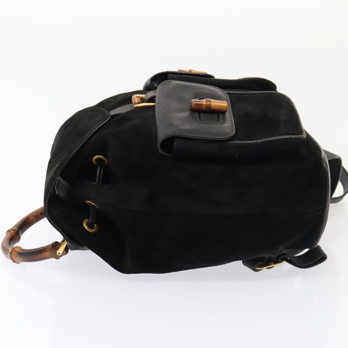 GUCCI Bamboo Backpack Suede Black Gold 003 58 0016 88180