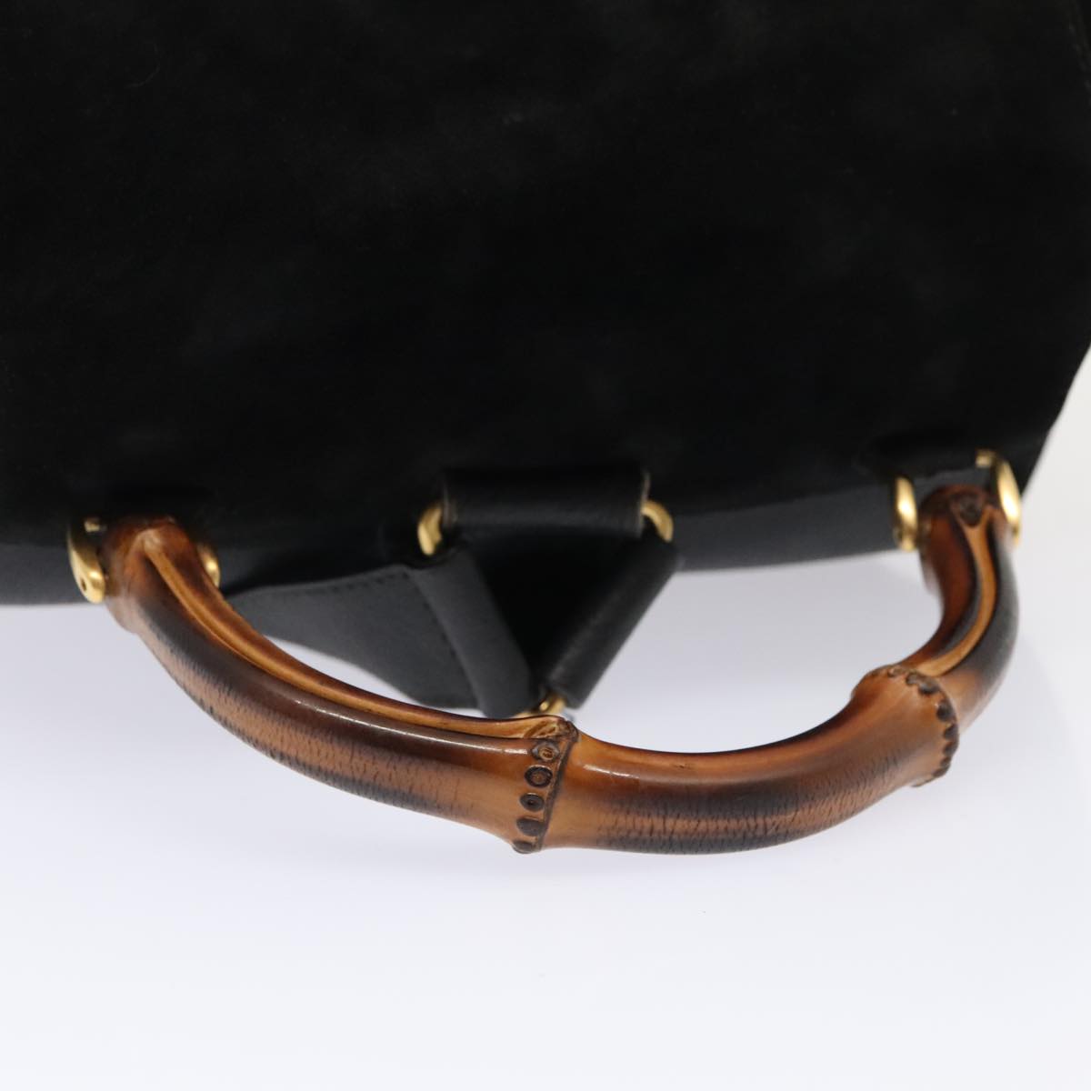 GUCCI Bamboo Backpack Suede Black Gold 003 58 0016 88180